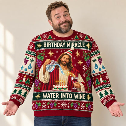 Jesus Birthday Miracle Ugly Christmas Sweater