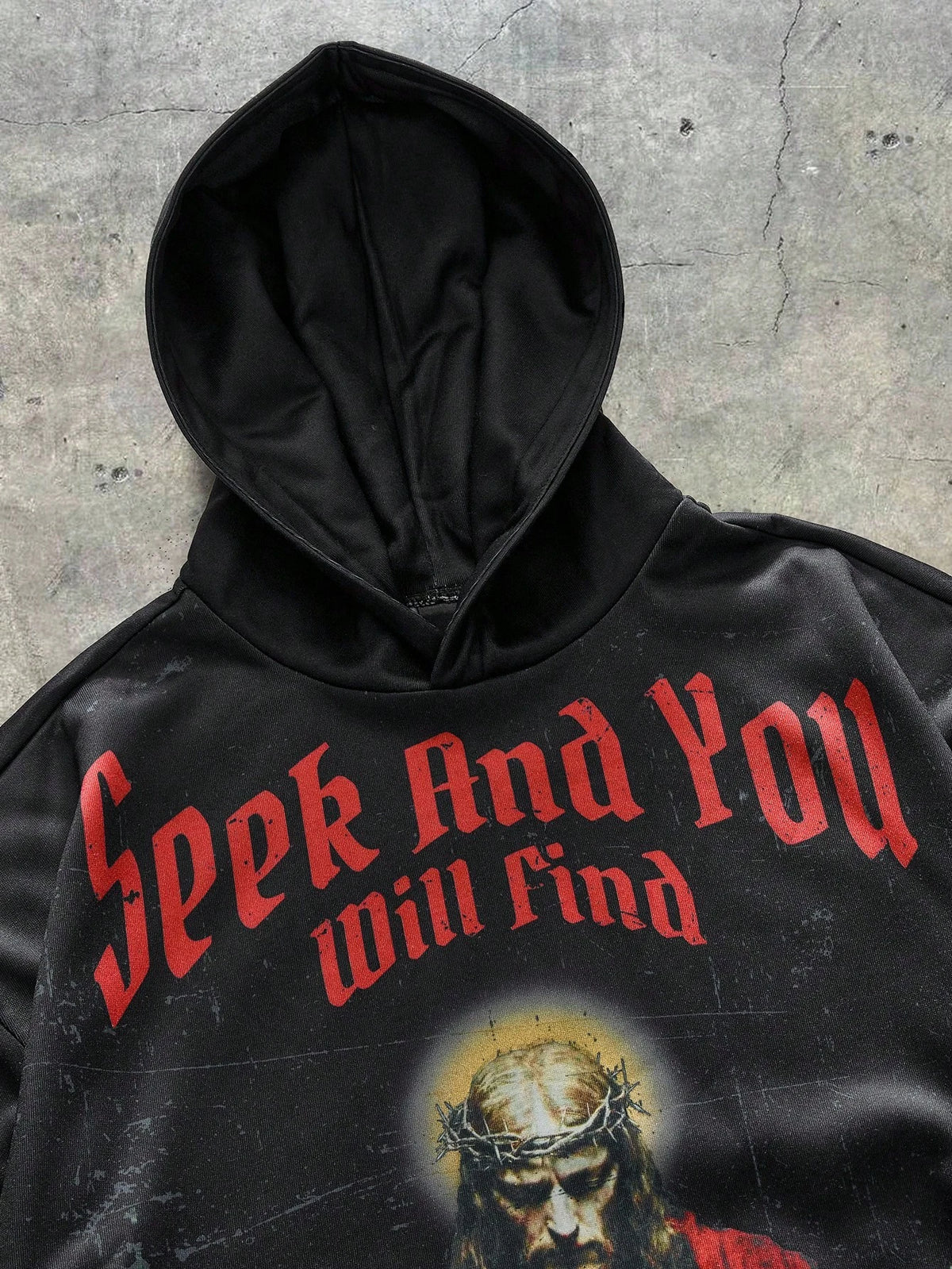 Jesus Seek And You Will Find Oversized Gothic Hoodie
