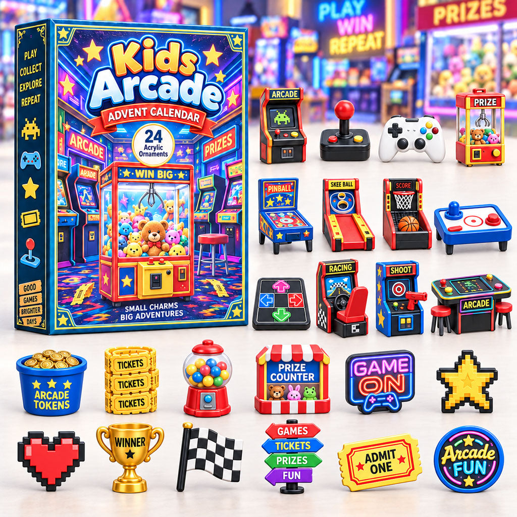 CHRISTMAS KICKOFF 40% OFF - Kids Arcade Advent Calendar 2026 - 24-Day Festive Countdown, Acrylic Charms Blind Box - Gift For Kids Adventure AC0HA300