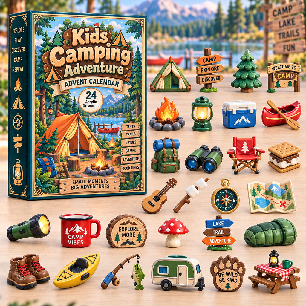 CHRISTMAS KICKOFF 40% OFF - Kids Camping Adventure Advent Calendar 2026 - 24-Day Festive Countdown, Acrylic Charms Blind Box - Gift For Kids Adventure AC0HA301
