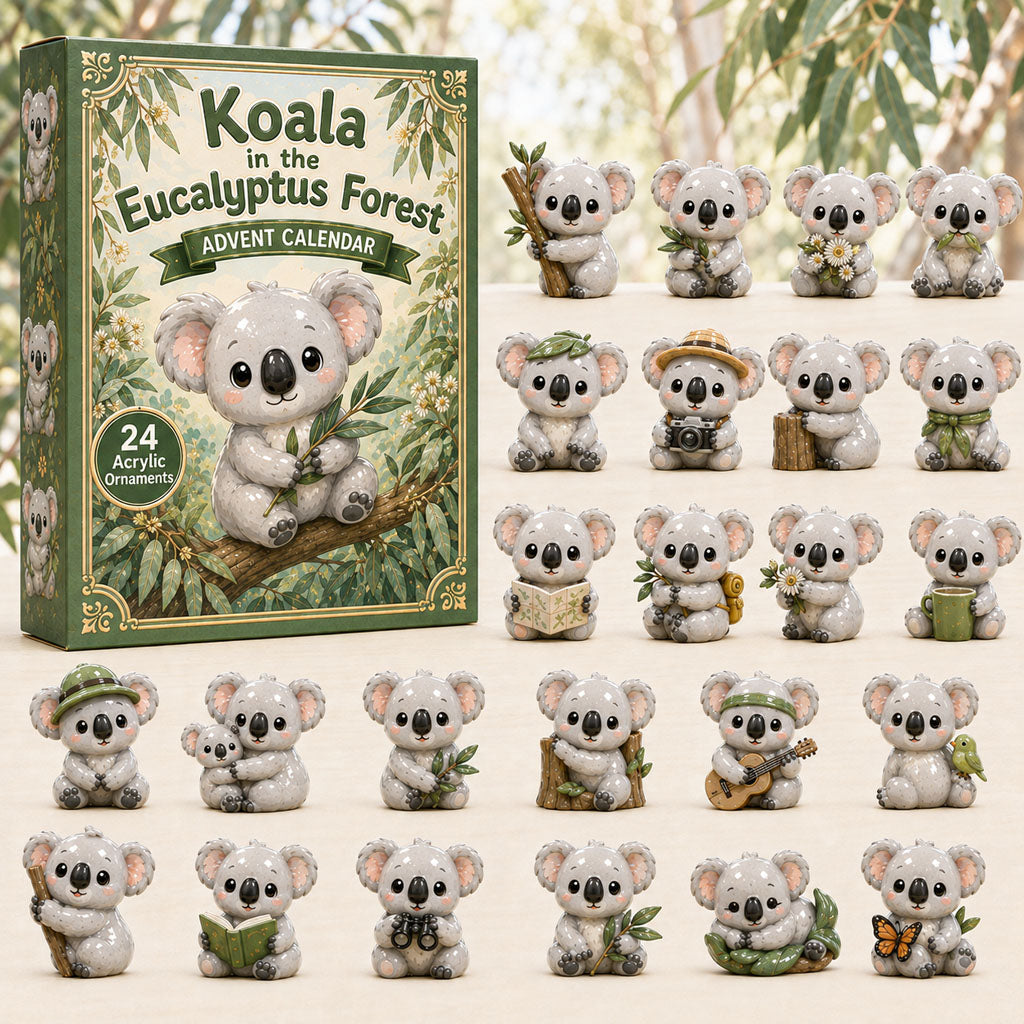 CHRISTMAS KICKOFF 40% OFF - Koala In The Eucalyptus Forest Advent Calendar 2026 - 24-Day Festive Countdown, Acrylic Charms Blind Box - Gift For Koala Lovers AC0HA142