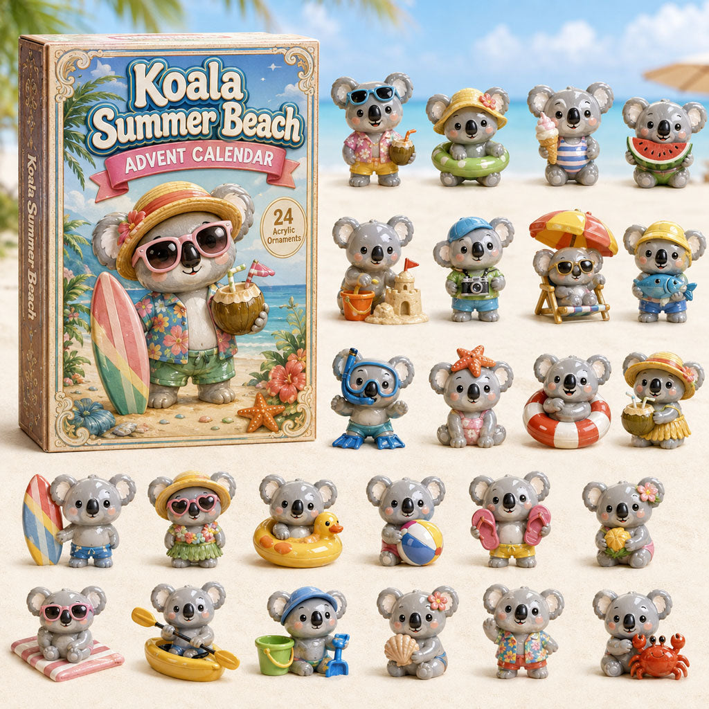 CHRISTMAS KICKOFF 40% OFF - Koala Summer Beach Advent Calendar 2026 - 24-Day Festive Countdown, Acrylic Charms Blind Box - Gift For Koala Lovers AC0HA144
