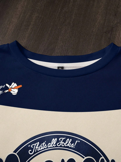 Plus Size Cartoon & Letter Graphic Oversized Sweatshirt Comfy & Trendy Pullover for Women