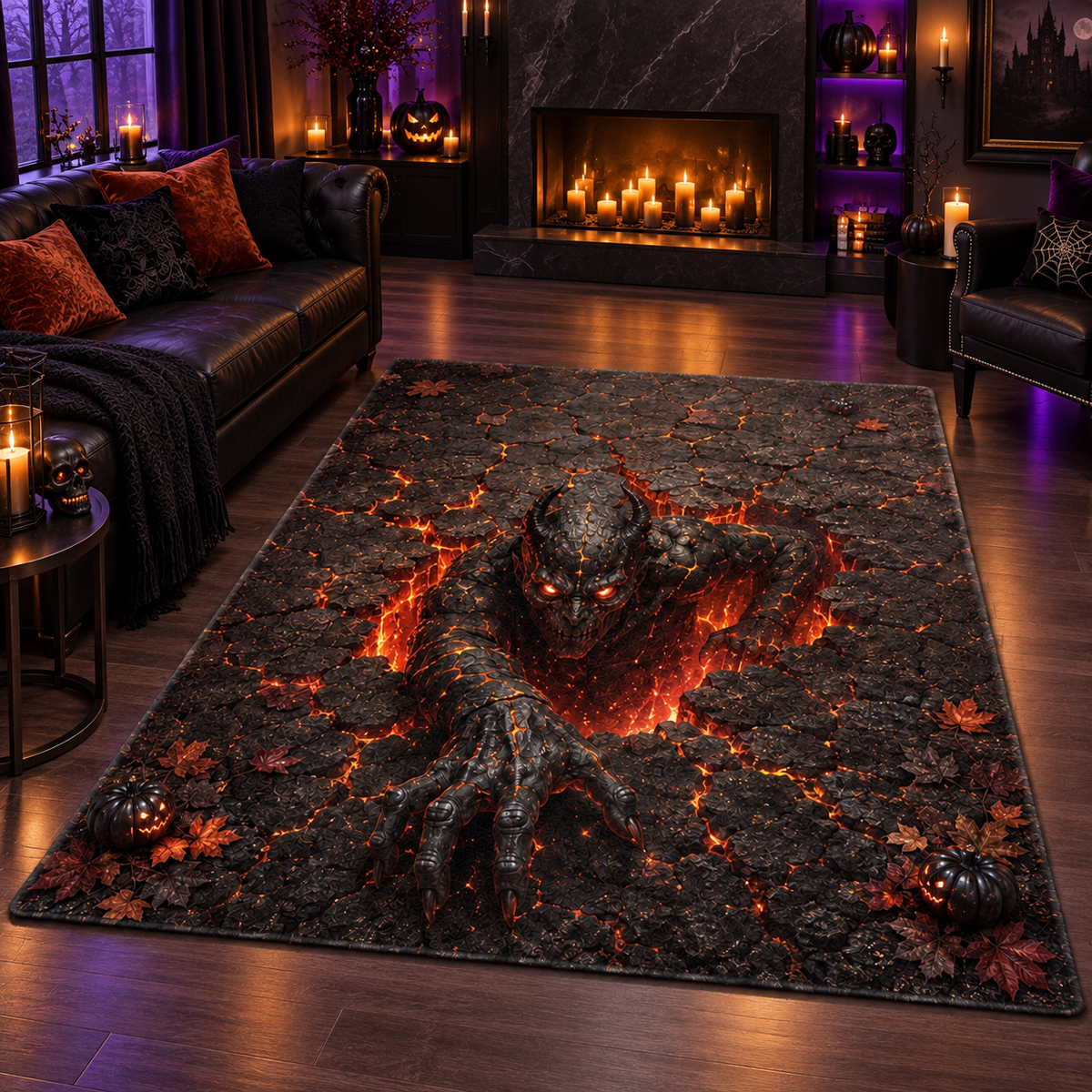 Lava Monster Halloween Area Rug