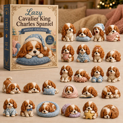 CHRISTMAS KICKOFF 40% OFF - Lazy Cavalier Spaniel Advent Calendar 2026 - 24-Day Festive Countdown, Acrylic Charms Blind Box - Gift For Cavalier King Charles Spaniel Lovers AC0NT244