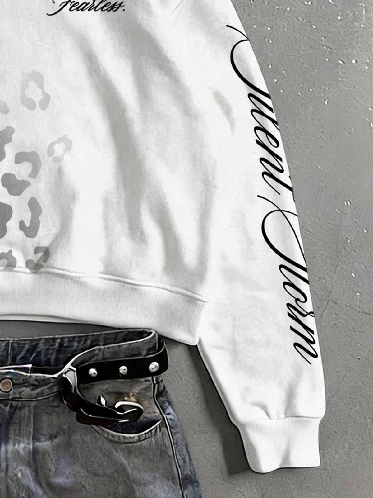 Leopard Print Graphic White Hoodie