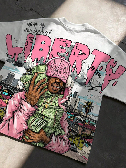 Liberty Banknote Print Pink Short Sleeve Tee