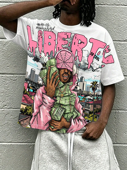 Liberty Banknote Print Pink Short Sleeve Tee