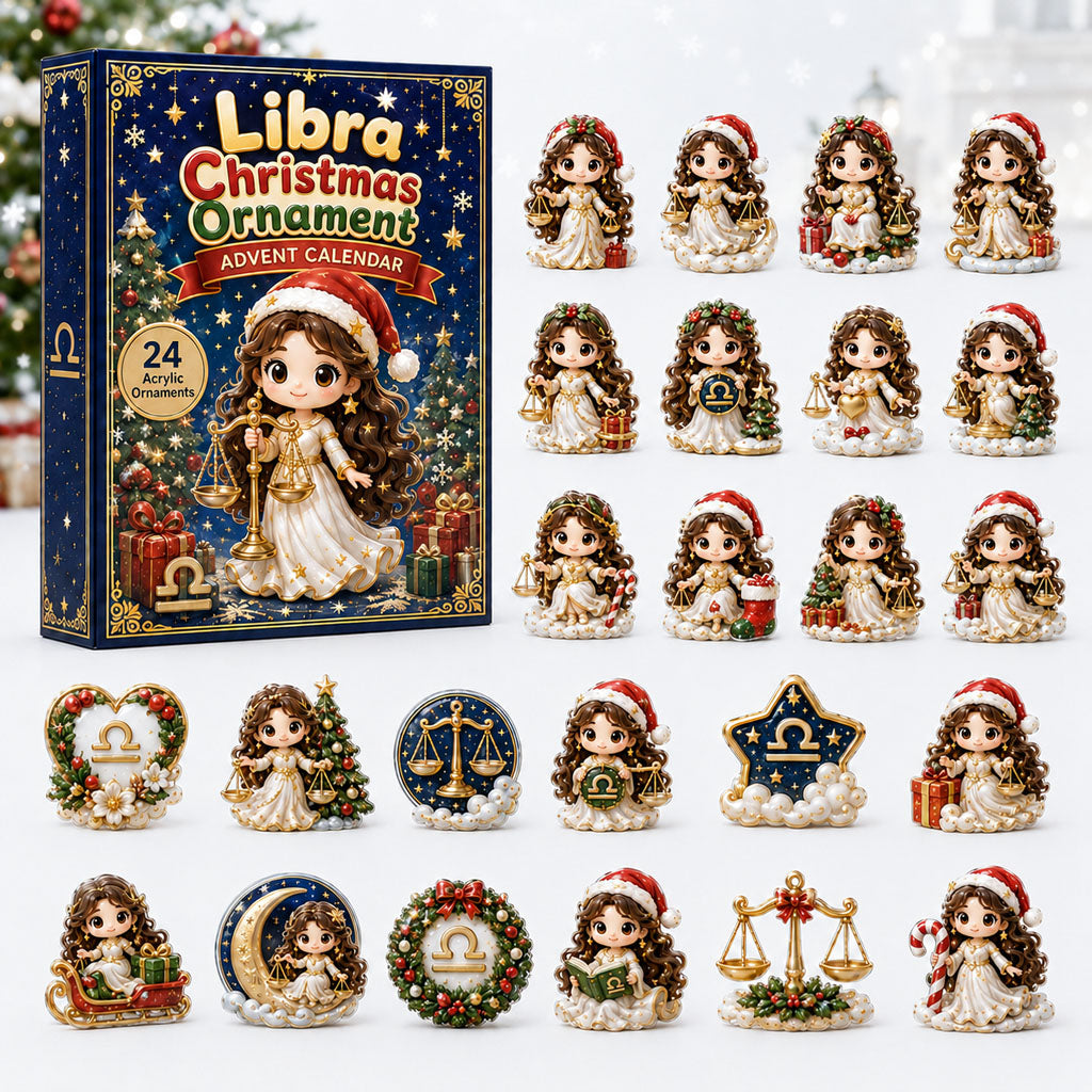 CHRISTMAS KICKOFF 40% OFF - Libra Christmas Ornament Advent Calendar 2026 - 24-Day Festive Countdown, Acrylic Charms Blind Box - Gift For Astrology Lovers AC0HA200