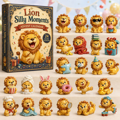 CHRISTMAS KICKOFF 40% OFF - Lion Silly Moments Advent Calendar 2026 - 24-Day Festive Countdown, Acrylic Charms Blind Box - Gift For Lion Lovers AC0HA128