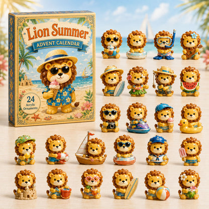 CHRISTMAS KICKOFF 40% OFF - Lion Summer Advent Calendar 2026 - 24-Day Festive Countdown, Acrylic Charms Blind Box - Gift For Lion Lovers AC0HA129