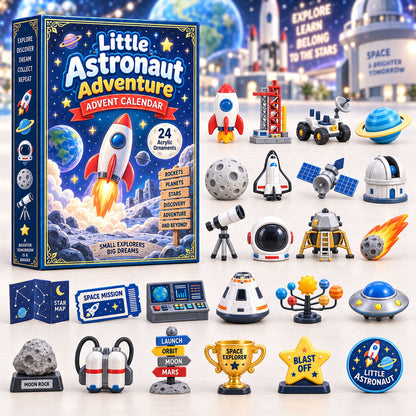 CHRISTMAS KICKOFF 40% OFF - Little Astronaut Adventure Advent Calendar 2026 - 24-Day Festive Countdown, Acrylic Charms Blind Box - Gift For Kids Adventure AC0HA302