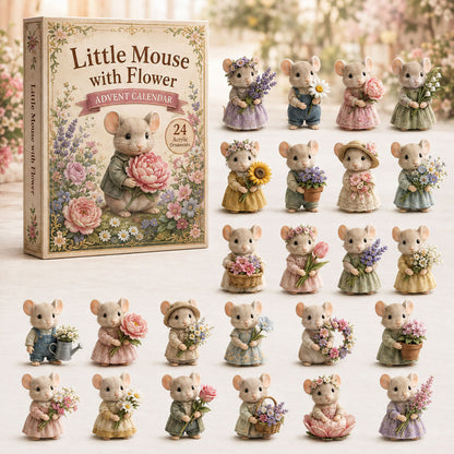 CHRISTMAS KICKOFF 40% OFF - Little Mouse With Flower Advent Calendar 2026 - 24-Day Festive Countdown, Acrylic Charms Blind Box - Gift For Mouse Lovers AC0TH117