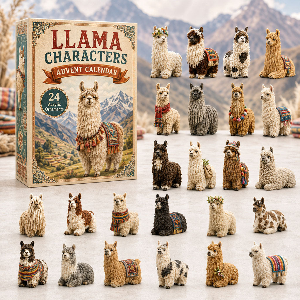 CHRISTMAS KICKOFF 40% OFF - Llama Characters Advent Calendar 2026 - 24-Day Festive Countdown, Acrylic Charms Blind Box - Gift For Llama Lovers AC0TH032