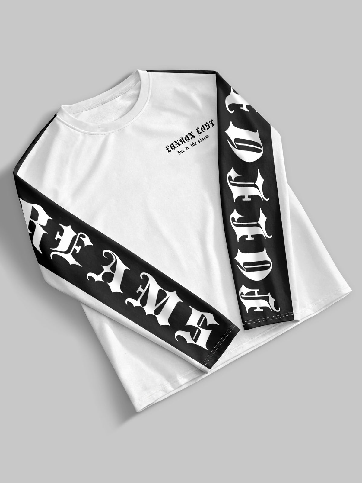 London Lost Gothic Lettering Blocked Long Sleeve Tee