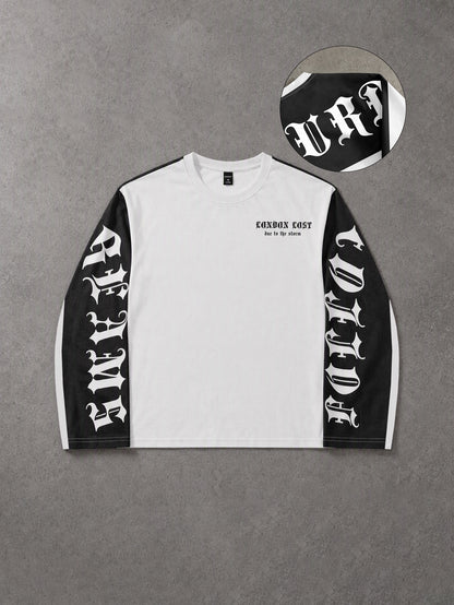 London Lost Gothic Lettering Blocked Long Sleeve Tee