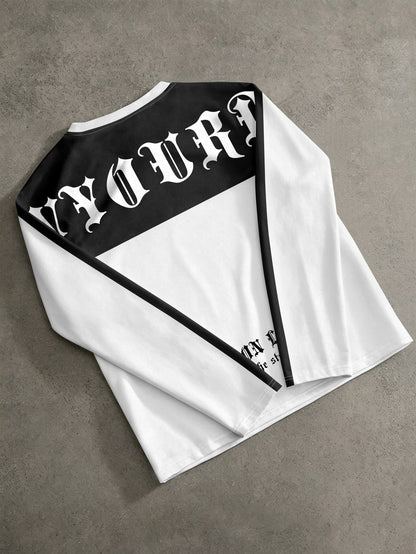 London Lost Gothic Lettering Blocked Long Sleeve Tee
