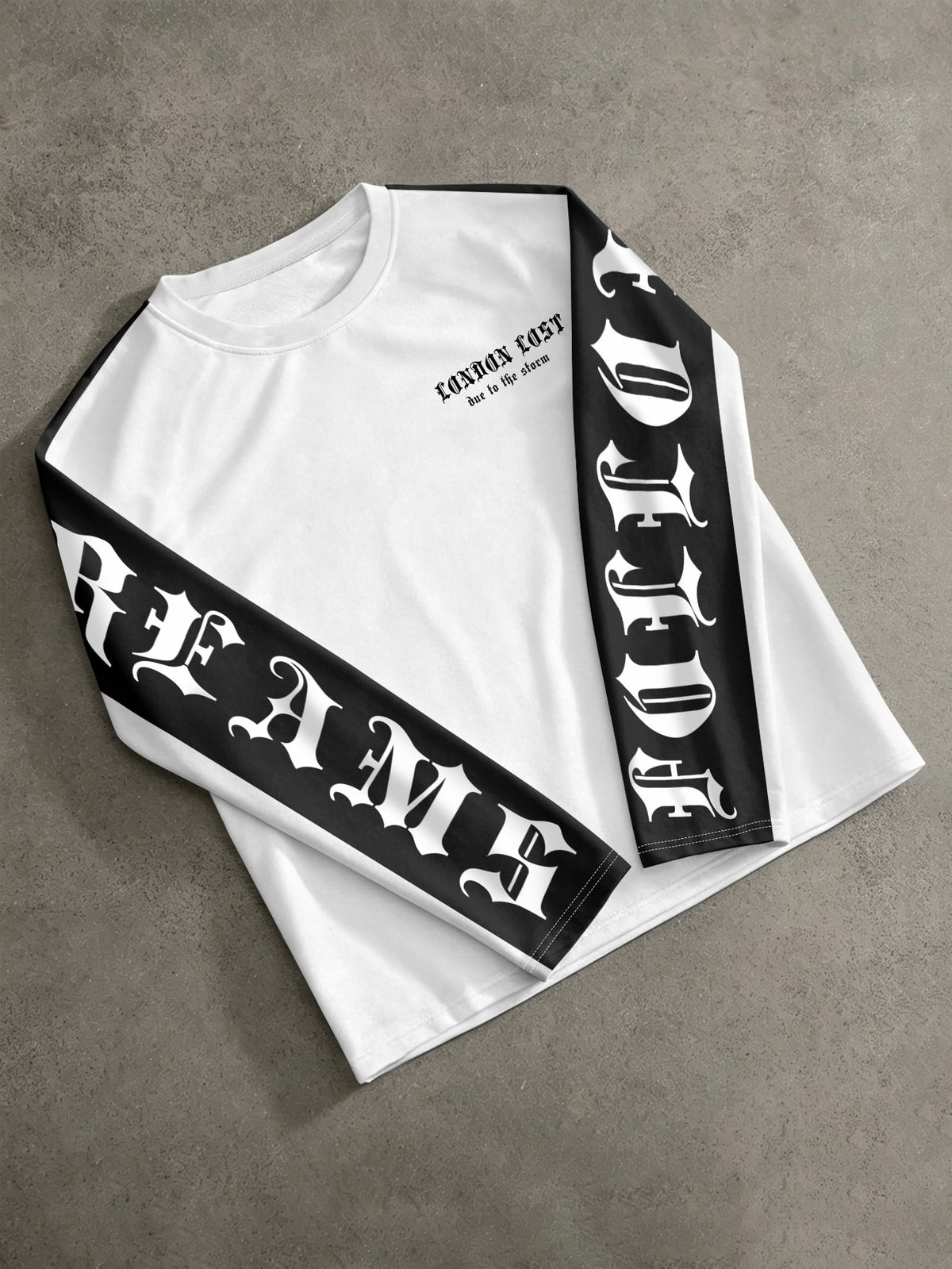 London Lost Gothic Lettering Blocked Long Sleeve Tee