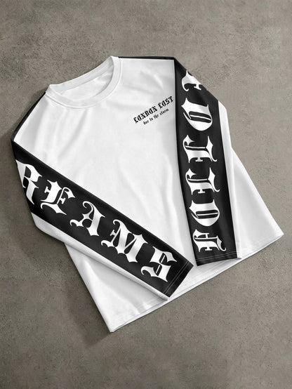 London Lost Gothic Lettering Blocked Long Sleeve Tee