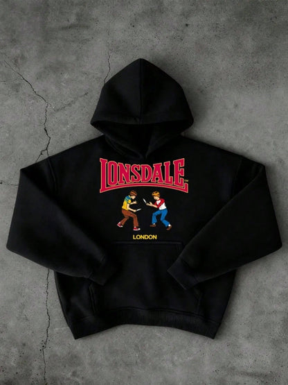Lonsdale London Graphic Oversized Black Hoodie