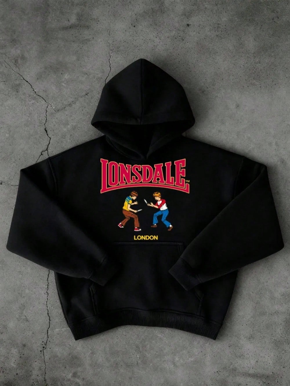 Lonsdale London Graphic Oversized Black Hoodie