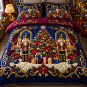 Luxurious Christmas Nutcracker Tree Velvet Bedding Set