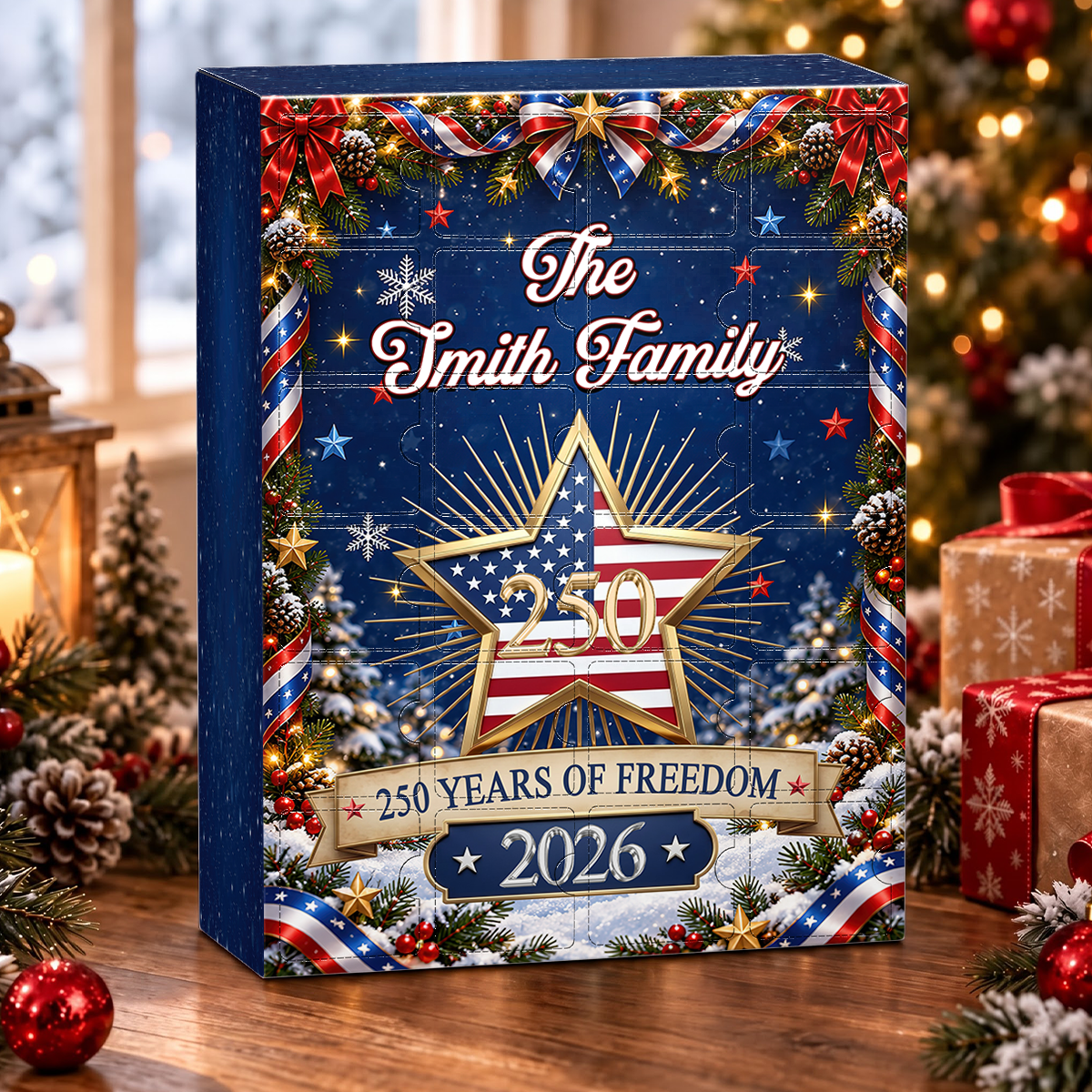 Christmas 250 Years Of Freedom Together Advent Calendar 2026 - 24 Day Spirits Countdown, Acrylic Charms Blind Box - Gift For Family