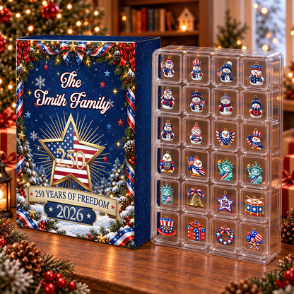 Christmas 250 Years Of Freedom Together Advent Calendar 2026 - 24 Day Spirits Countdown, Acrylic Charms Blind Box - Gift For Family