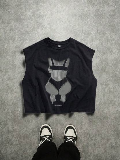 Manfinity Roghcode Graphic Sleeveless Crop Top