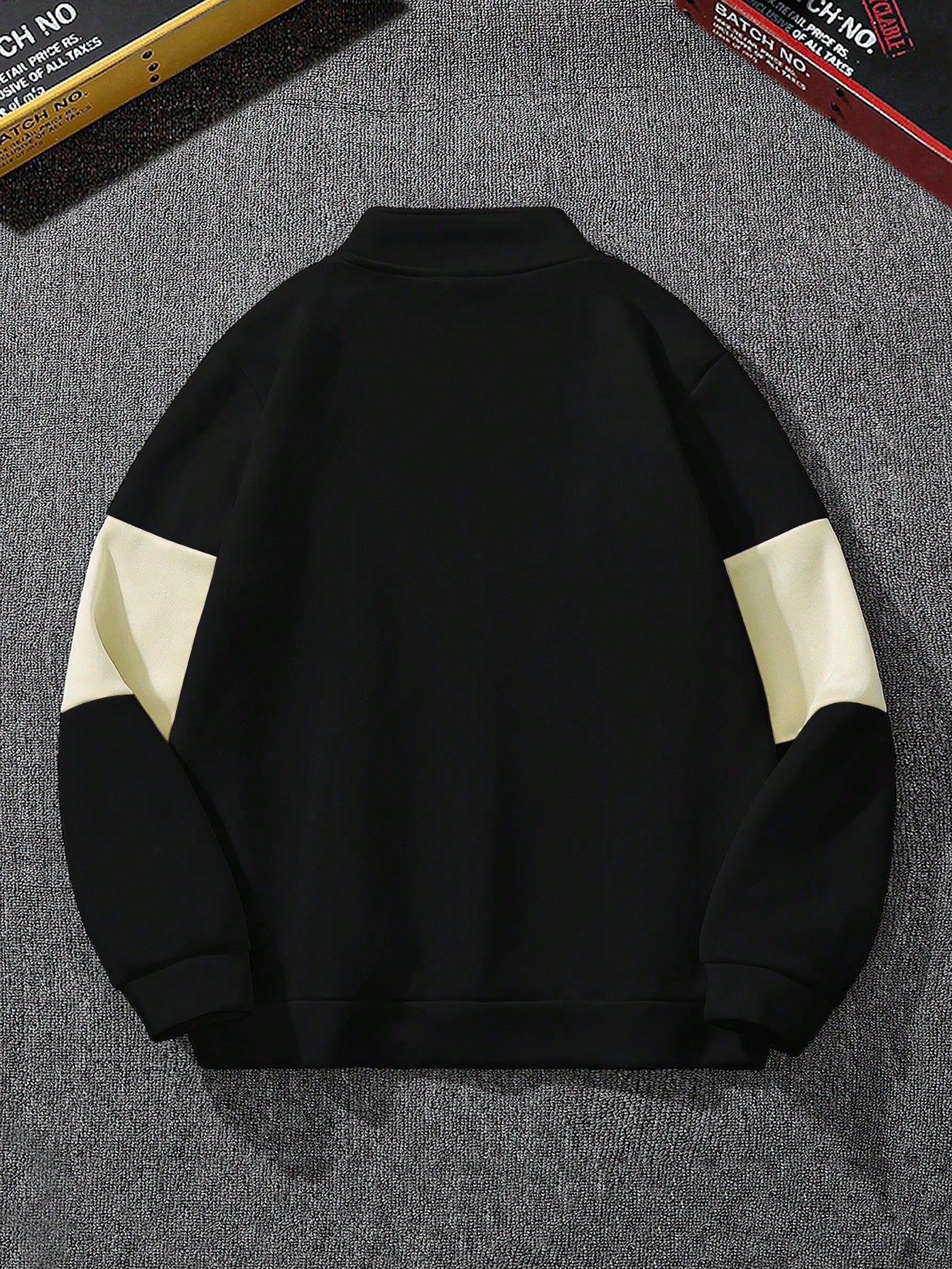 Campus Court Men’s Colorblock Long Sleeve Front Zipper Letter Graphic Casual Sweatshirt