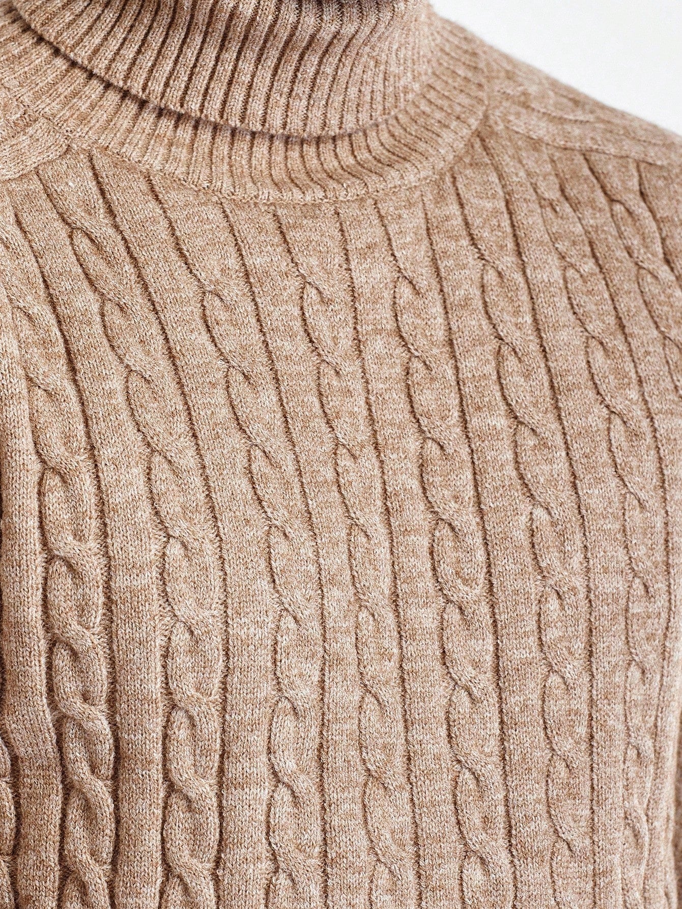 Men's Casual Cable Pattern Turtleneck Long Sleeve Sweater