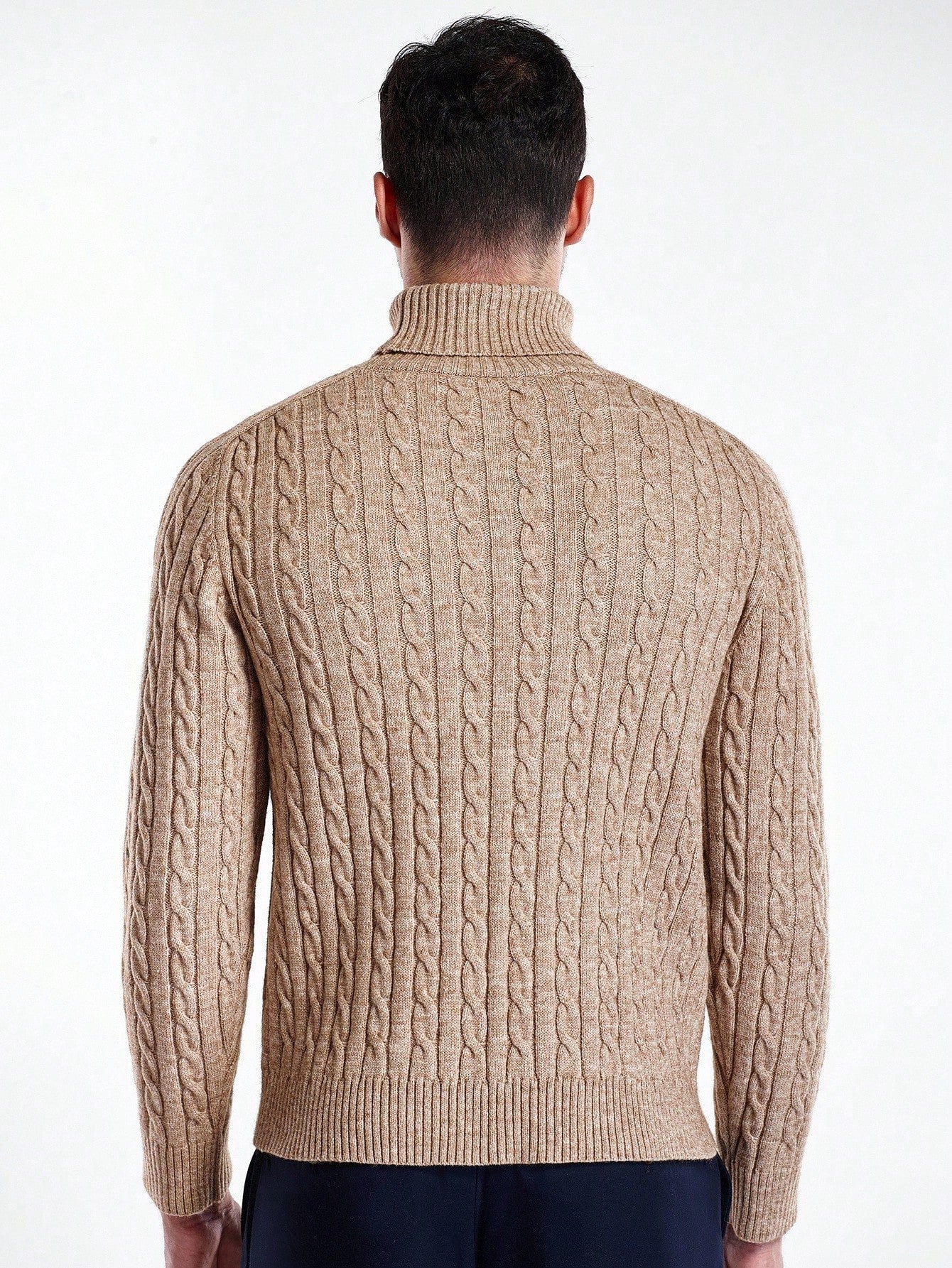 Men's Casual Cable Pattern Turtleneck Long Sleeve Sweater