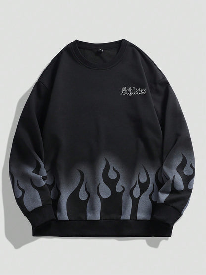Men’s Flame Graphic Black Navy Unique Sweatshirt