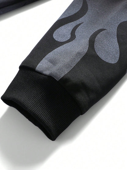 Men’s Flame Graphic Black Navy Unique Sweatshirt