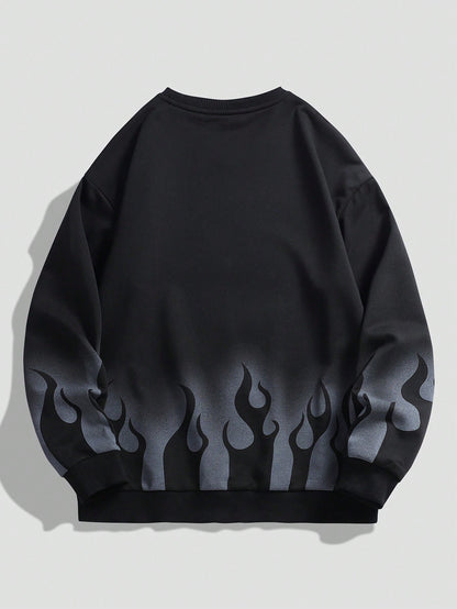 Men’s Flame Graphic Black Navy Unique Sweatshirt