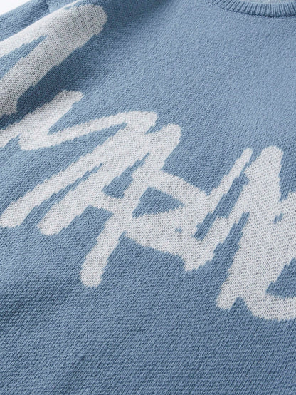 Men’s Letter Pattern Drop Shoulder Sweater