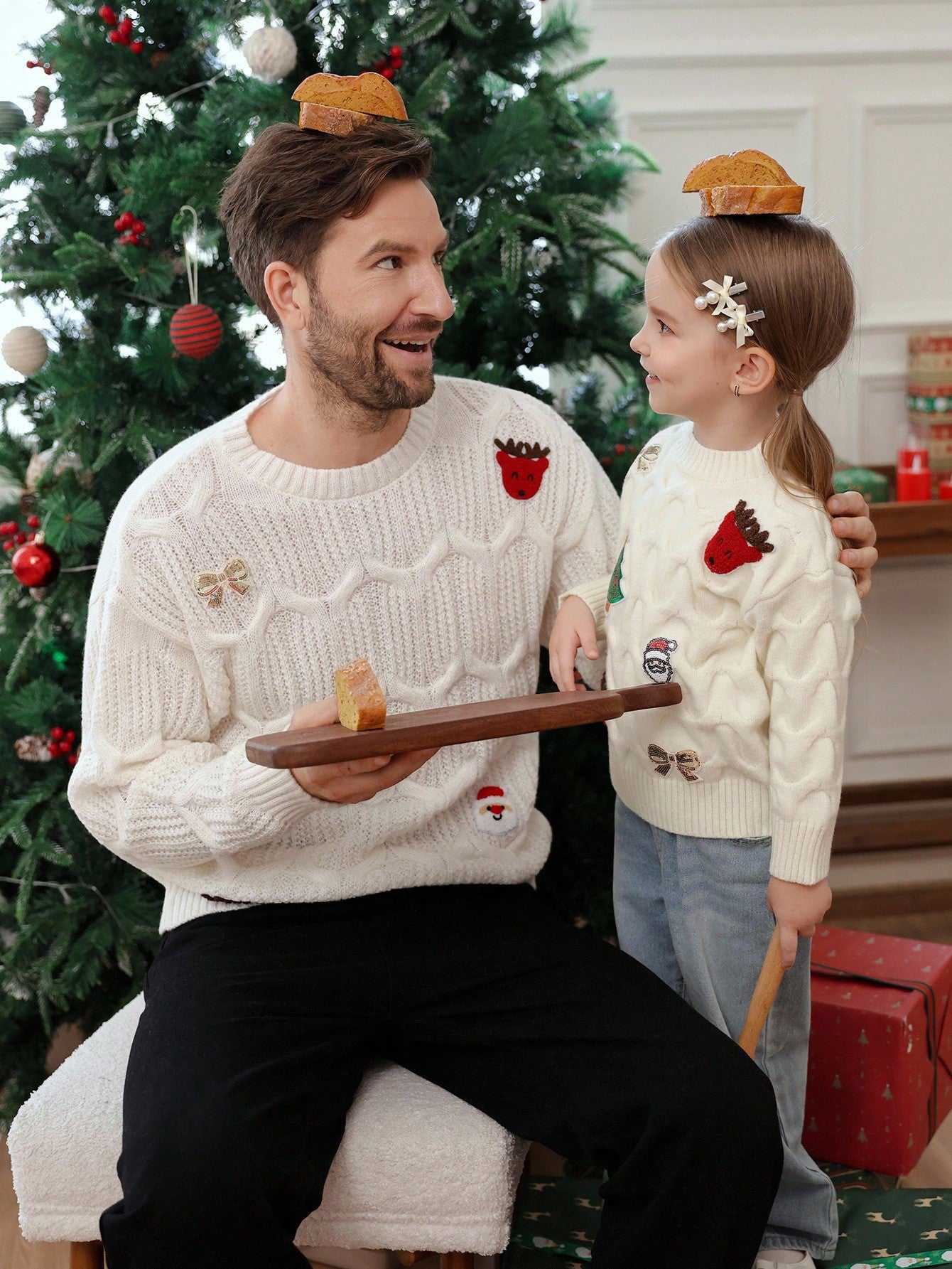 Christmas Element Decor Crew Neck Long Sleeve Sweater