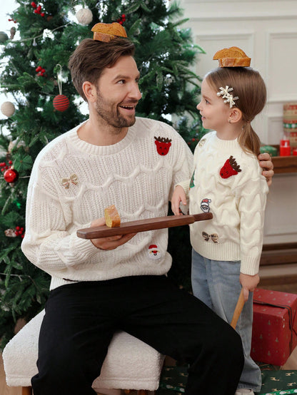 Christmas Element Decor Crew Neck Long Sleeve Sweater