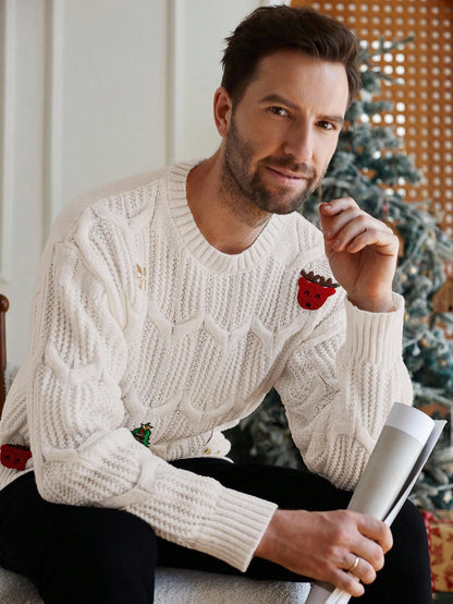 Christmas Element Decor Crew Neck Long Sleeve Sweater