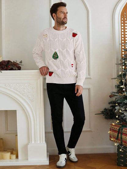 Christmas Element Decor Crew Neck Long Sleeve Sweater