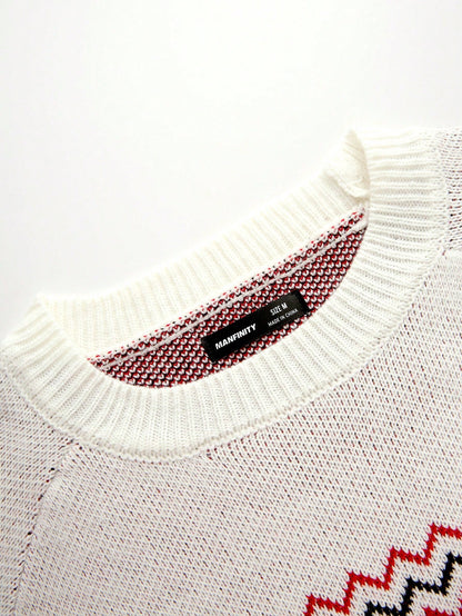 Christmas Deer Pattern Funny Loose Fit Crew Neck Pullover Sweater