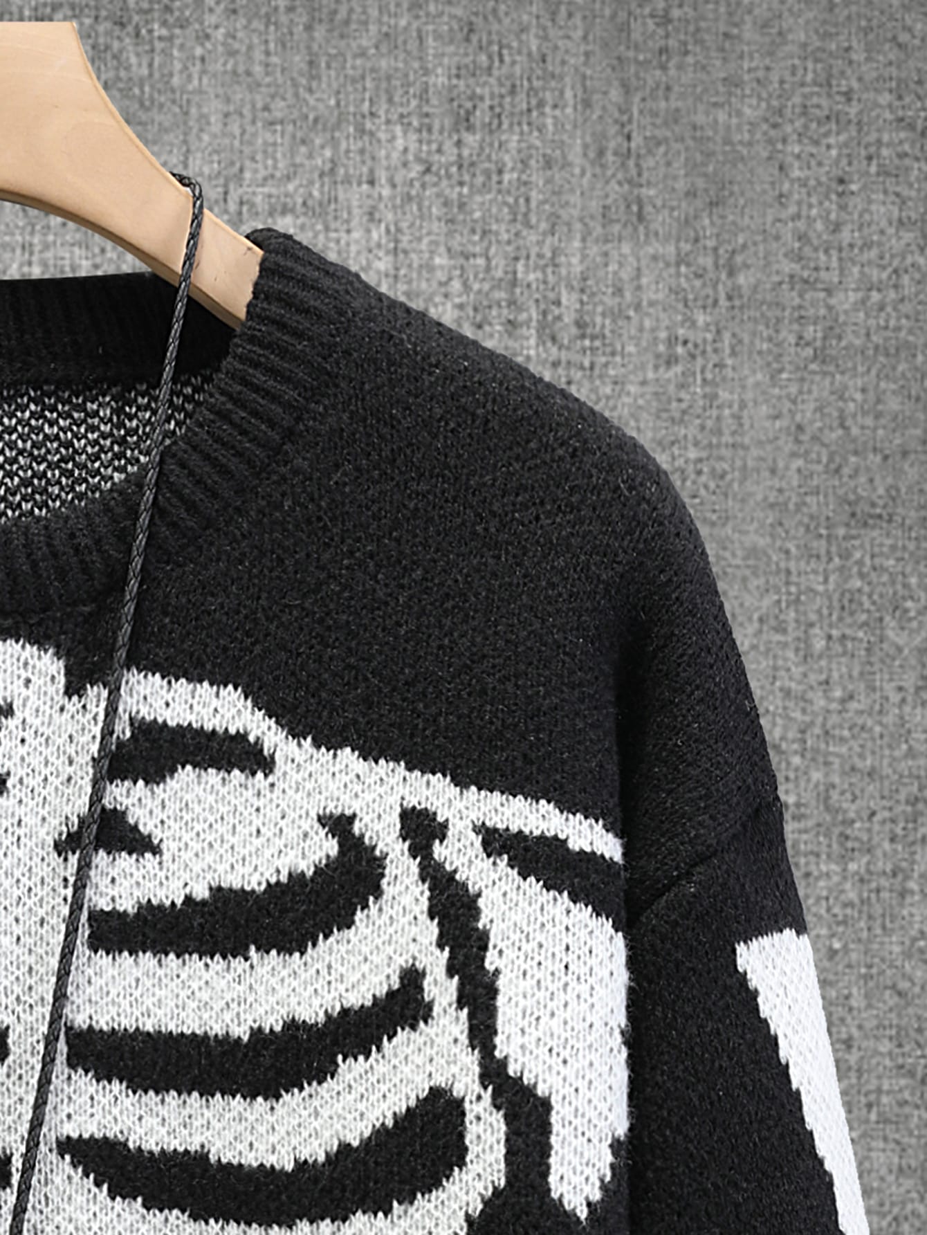 Marcello Vane Men Skeleton Black White Sweater