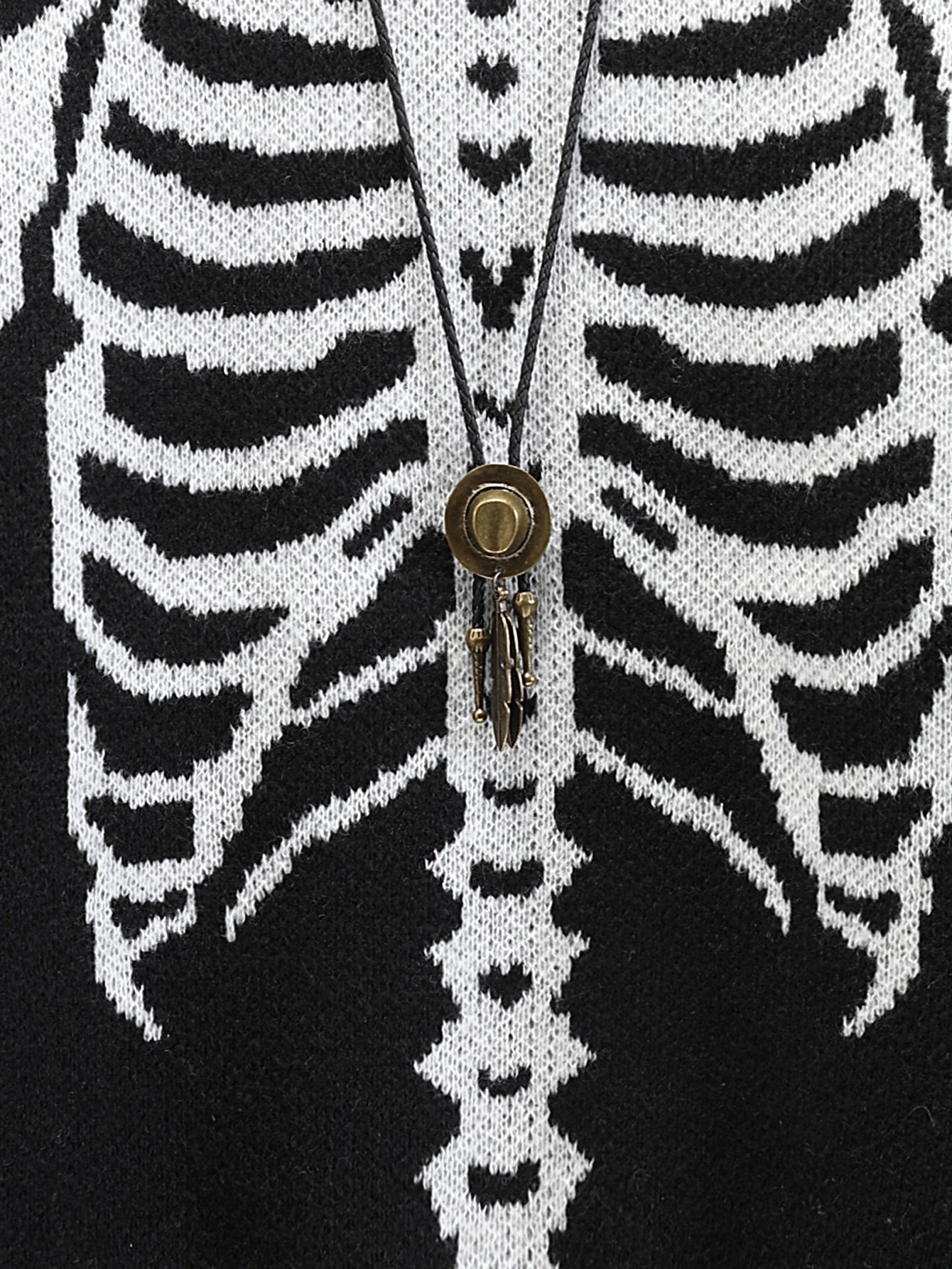 Marcello Vane Men Skeleton Black White Sweater