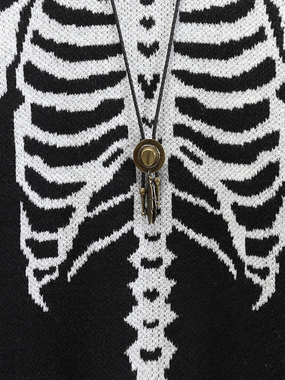Marcello Vane Men Skeleton Black White Sweater