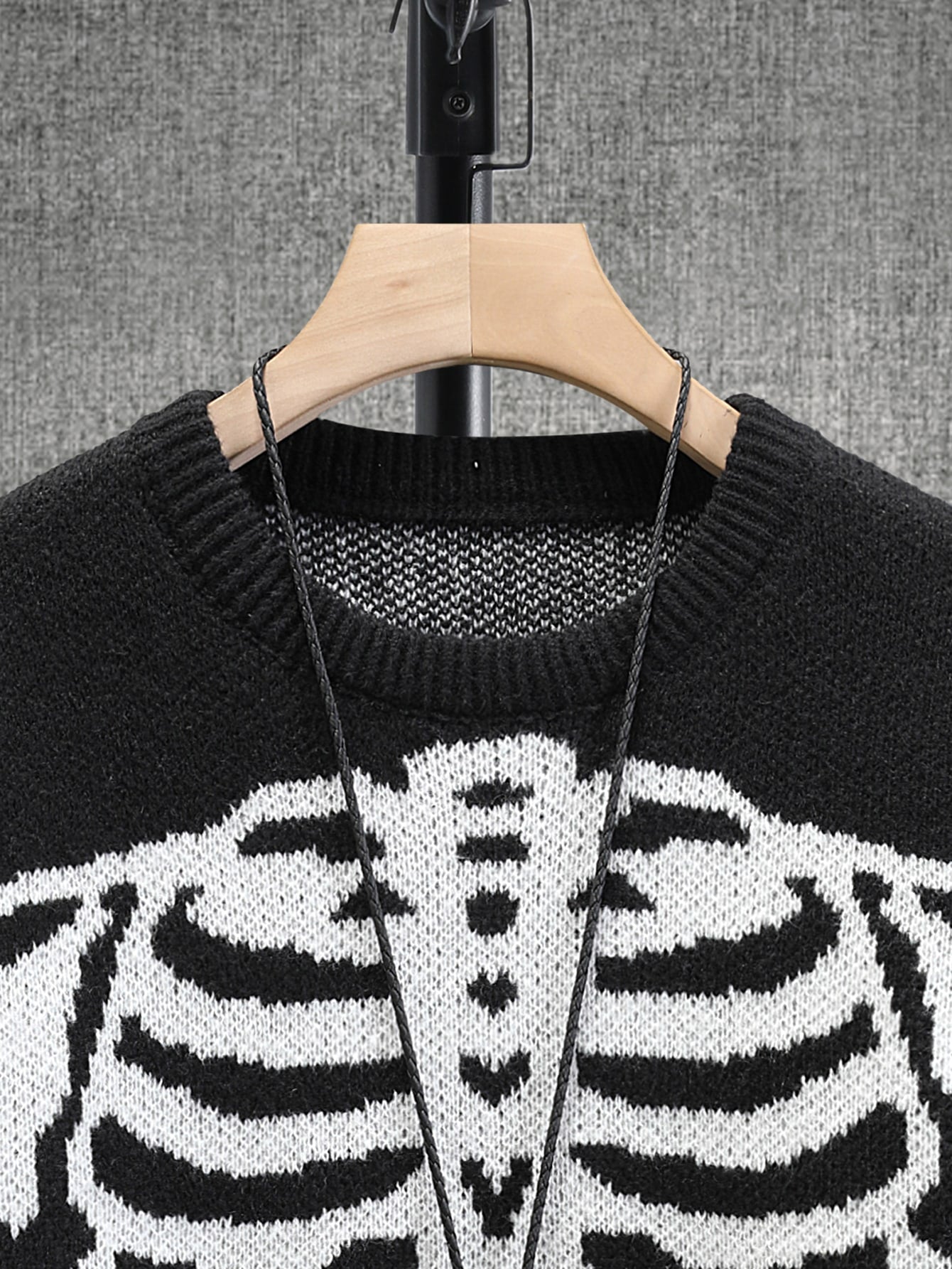 Marcello Vane Men Skeleton Black White Sweater