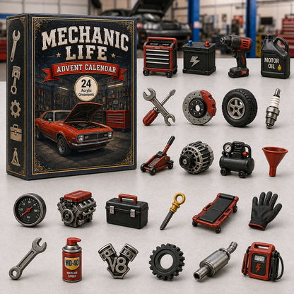 CHRISTMAS KICKOFF 40% OFF - Mechanic Life Advent Calendar 2026 - 24-Day Festive Countdown, Acrylic Charms Blind Box - Gift For Job Lovers AC0HA231