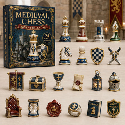 CHRISTMAS KICKOFF 40% OFF - Medieval Chess Advent Calendar 2026 - 24-Day Festive Countdown, Acrylic Charms Blind Box - Gift For Chess Lovers AC0TM062