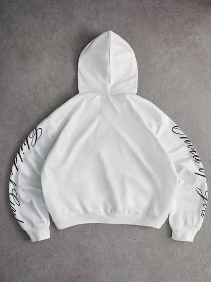 Men Anime Angel Drop Shoulder Loose Hoodie