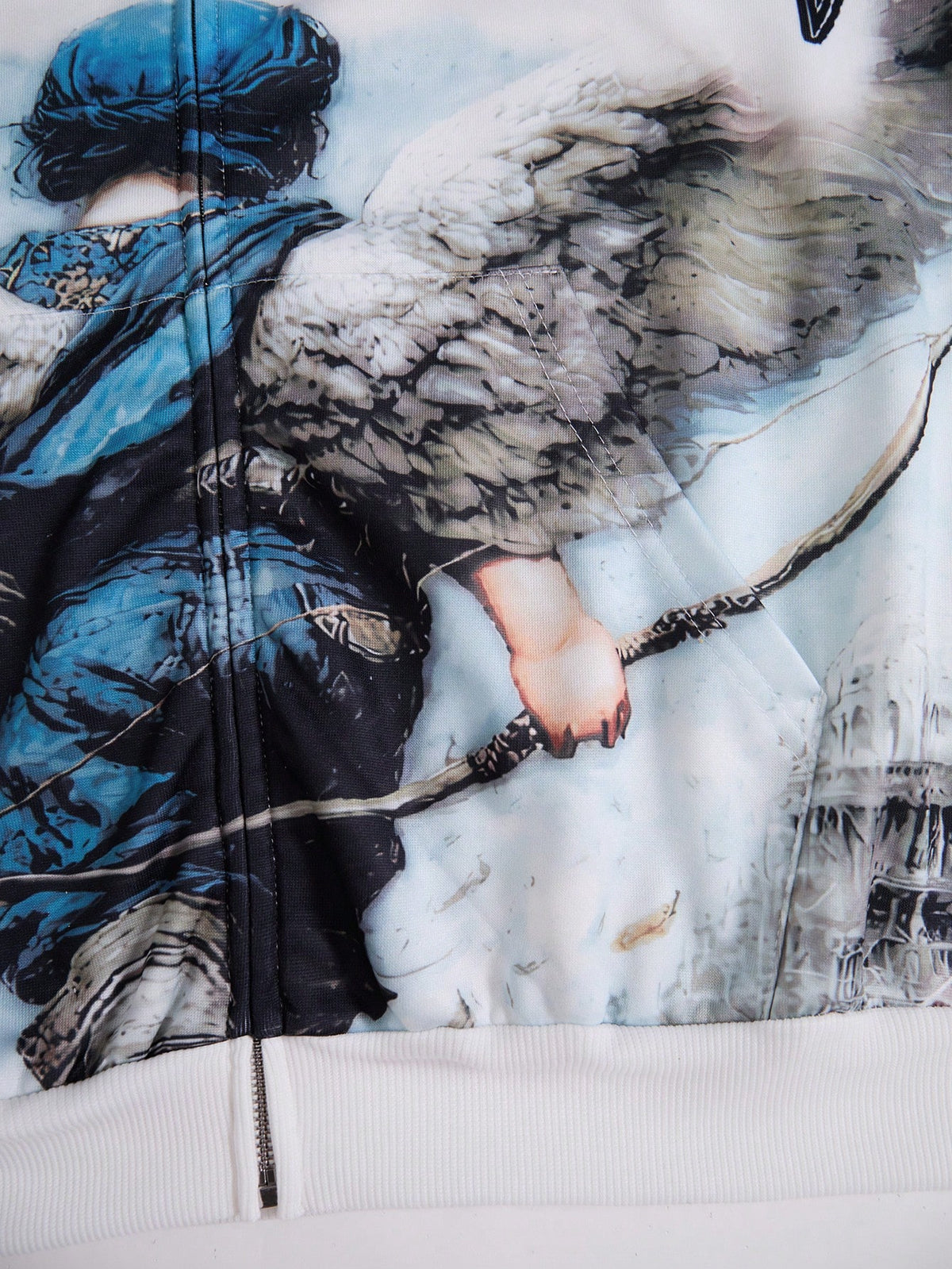 Men Anime Angel Drop Shoulder Loose Hoodie