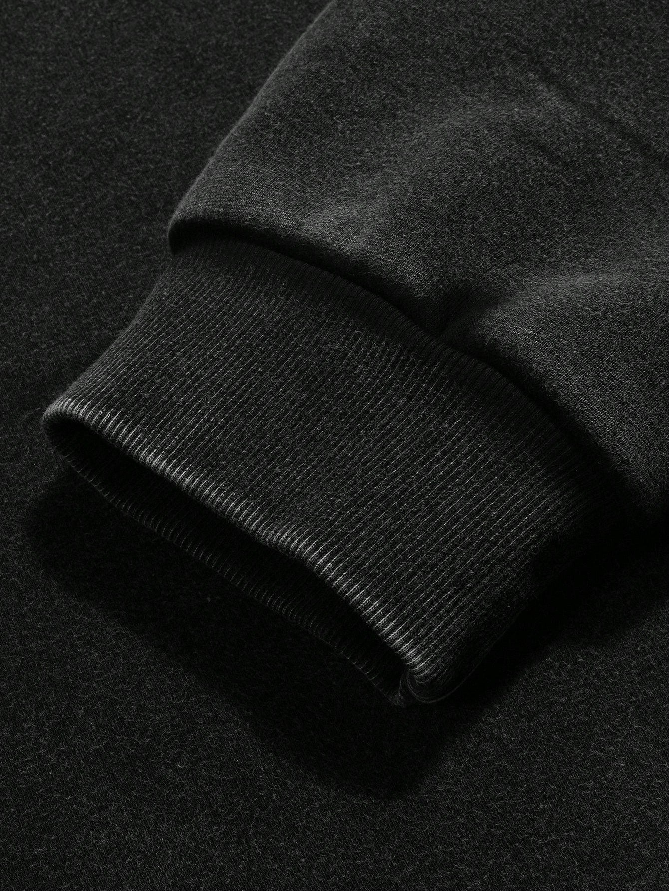 Men Cross Graphic Thermal Black Hoodie